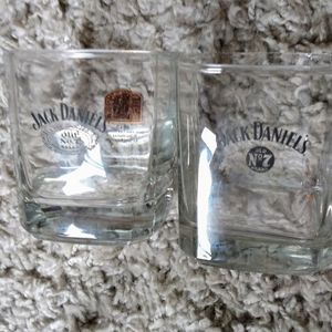 2 Vintage Square Jack Daniels Glasses